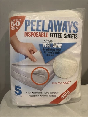 Up To 50 Sleeps Peelaways Disposable Fitted Sheets  5-layers Soft Sealed KING - Image 1 of 2