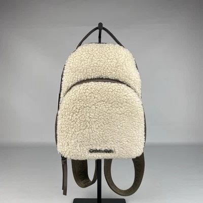 New Calvin Klein Astatine Sherpa Mini Backpack - Natural Brown NWT MSRP $178 - Image 1 of 4