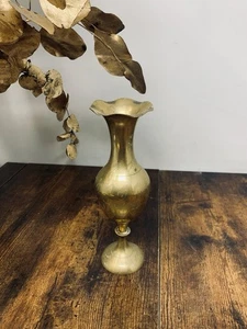 Vintage Messing Vase Blumen geätzt Blumenvase - Bild 1 von 5