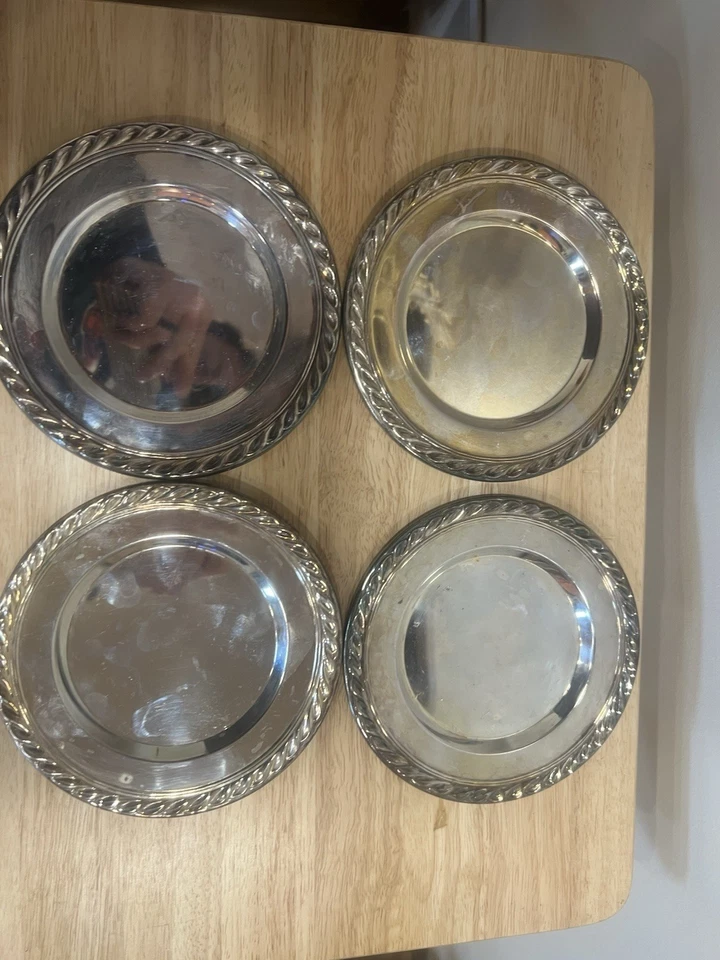 4 винтажные посеребренные небольшие тарелки 6 дюймов - Изображение 1 из 4