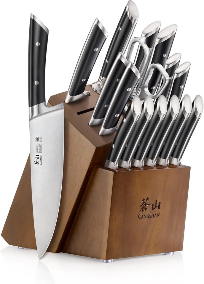 Cangshan OLYMPUS Series 17-Piece Knife Block Set German Steel Wood Block