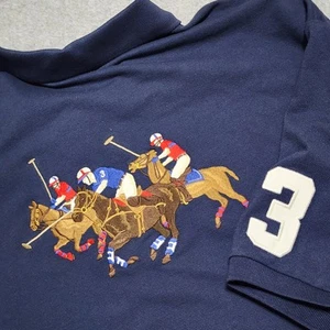 Ralph Lauren Polo Shirt Mens 3XLT Big Tall Blue Stampede RL Crest Rugby Knit NEW - Picture 1 of 14