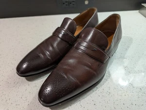 Vintage Hugo Boss Braun Perforiert Penny Halbschuhe Herren Größe 8 Hergestellt in Italien - Bild 1 von 8