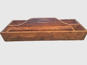 Antique Primitive Handmade Carpenters Tool Box Tote Caddy  Carpenter Wood - Picture 1 of 7