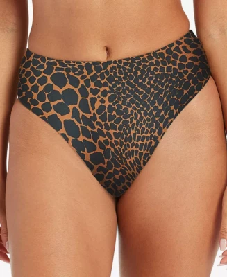 Volcom ANIMAL PRINT Gone Wild Printed Retro Cheeky Bikini Swim Bottom, US Small - Image 1 of 4