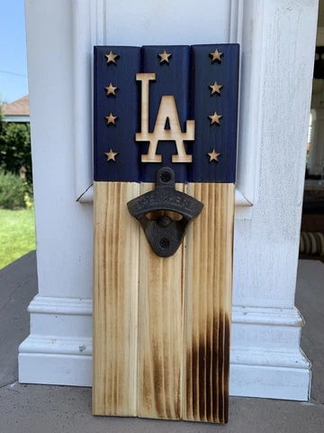 los angeles dodgers wooden magnetic bottle opener Cover