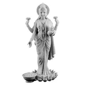 LAKSHMI STATUE 10" Hindu Indian Wealth Goddess White Marble Finish Resin Laxmi - Picture 1 of 7