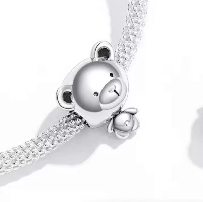 Charm Perle Bär Tier Kopf 925 Silber Tier Figur - Anhänger für Pandora Armband - Bild 1 von 2