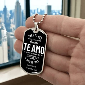 Regalo Navidad Para Hombre Novio Esposo o Hijo Cadena Militar Joya Personalizado - Picture 1 of 5