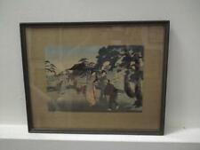 Japanese woodblock print / painting framed by Harris & Sons Plymouth dated 1940