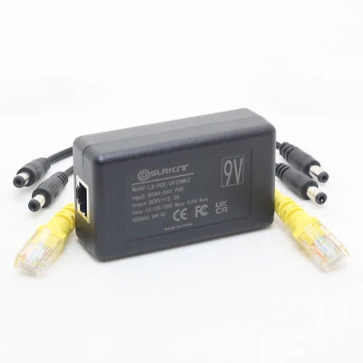 9V 2.3A Gigabit Active PoE Splitter 23watt DC 5.5x2.1/2.5mm Ethernet 802.3AT - Image 1 of 4
