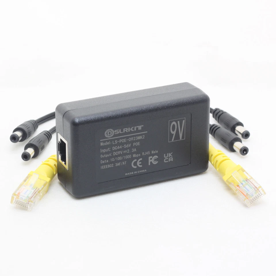 9V 2.3A Gigabit Active PoE Splitter 23watt DC 5.5x2.1/2.5mm Ethernet 802.3AT - Image 1 of 4
