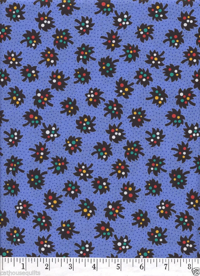 Black Spot Palm Trees (Blue) - Quilt Fabric - Fat Quarter - Image 1 of 1