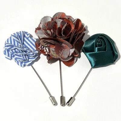 3 Pieces Lapel Pin Set Men Suit Fabric Brooches - Image 1 of 4