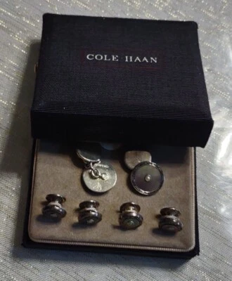 Gemelos de cadena Cole Haan con botones de esmoquin piedras semipreciosas Foto 1 de 4