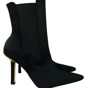 NEW Good American Pointed Toe Heeled Bootie Black Neoprene Women's 9.5 GA118N-X - Picture 1 of 10