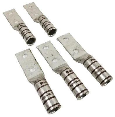 5 Panduit LCC500-12 Two Hole Lugs Brown Long Compression Connectors Copper NEW - Image 1 of 4