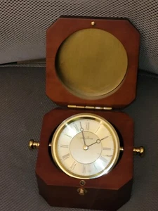 Seth Thomas Uhr Mariner eckig Holzgehäuse maritim Schreibtisch Schiff drehbar - Bild 1 von 8