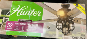 Hunter Port Isabel 52 in. LED Indoor/Outdoor Matte Black Ceiling Fan with Light