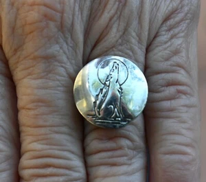 Unique Navajo Button Cover Ring by Davin Benally Sterling Silver 5.4 grams - Picture 1 of 11