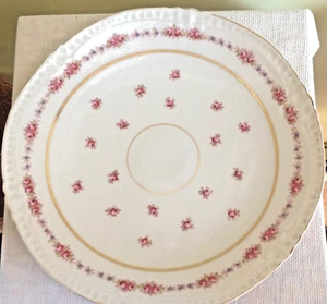 Vintage PT Germany TIRSCHENREUTH 12" Round  Porcelain Platter Pink Roses Bavaria - Picture 1 of 6