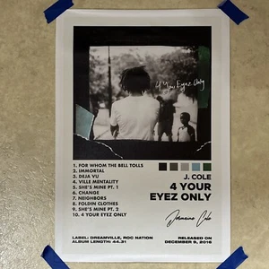 J Cole - 4 Your Eyez Only Album Poster ✅ Druck Wandbild Rap Man Cave ✅ 12x18 Zoll - Bild 1 von 4