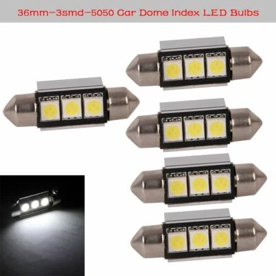 5Pcs 3SMD 5050 12V C5W CANBUS LED Bulbs License Plate Dome Light White w/Decoder - Image 1 of 4