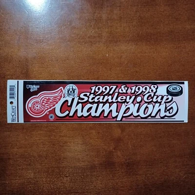 Vtg NHL Detroit Red Wings 1997 & 1998 Stanley Cup Champs Bumper Sticker Wincraft - Image 1 of 4