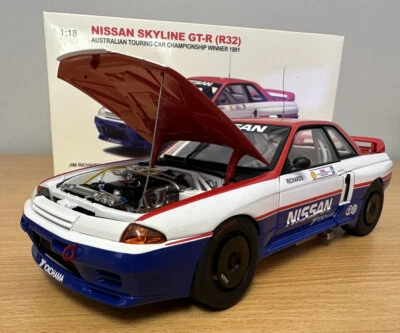 📝 Подписанный победитель 1991 Jim Richards ATCC Nissan Skyline GT-R R32 Autoart Редкий - Изображение 1 из 4