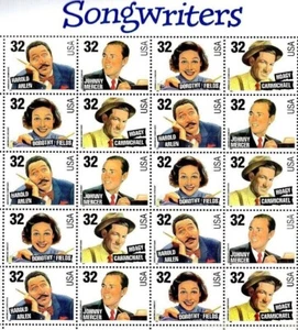 Stamp sheet SONGWRITERS (free shipping!) 32-cent sheet of 20 - Picture 1 of 3