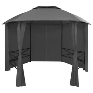 NNEVL Garden Marquee Pavilion Tent with Curtains Hexagonal 360x265 cm - Picture 1 of 7