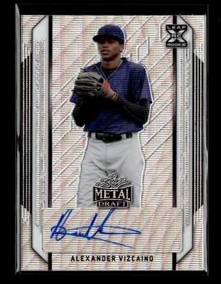 2021 Leaf Metal Draft #BA-AV2 Alexander Vizcaino Silver Wave AUTO - Image 1 of 2