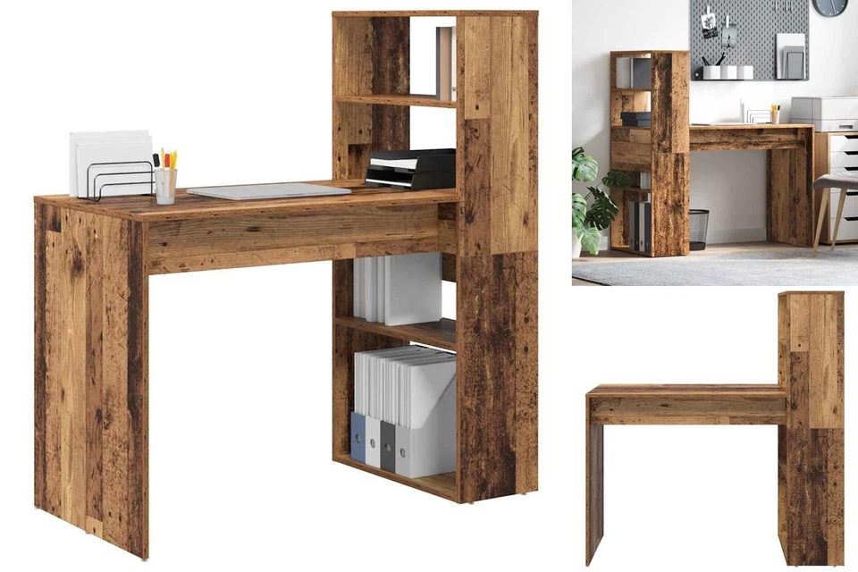 Schreibtisch Mit Stauraum Alter Holz 113x54x120 Cm Spanplatte - Bild 1 von 4