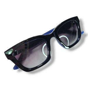 RZ Rachel Zoe Deja Cat Eye Sunglasses Black Blue UV400 Gradient Glossy OS NWT - Picture 1 of 4