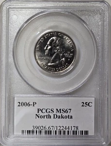 2006-P 25C PCGS MS67 - Clad North Dakota Quarter - Picture 1 of 2