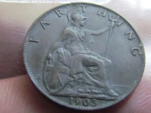 GREAT BRITAIN KING EDWARD VII ( 1903 RARE UNC ) FARTHING HIGH COLLECTABLE COIN - Picture 1 of 2