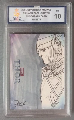 2011 UPPER DECK MARVEL THOR THE MIGHTY AVENGER SKETCH CARD 1/1 MGC GRADED 10 - Image 1 of 4