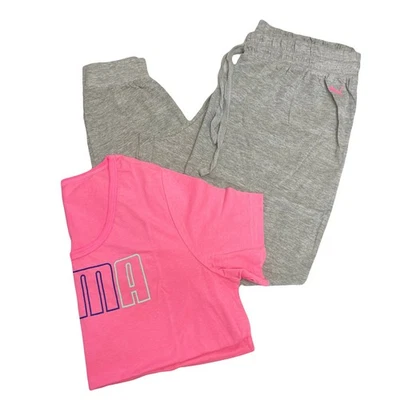Women’s Puma Pajama Sleep Set 3X Short Sleeve Shirt & Jogger Lounge Pants NEW - Imagem 1 de 4