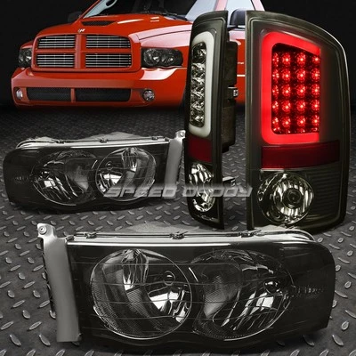 SMOKE HEADLIGHT+CLEAR CORNER+SMOKE CHROME 3D LED BRAKE TAIL LIGHT FOR 02-05 RAM - Изображение 1 из 4