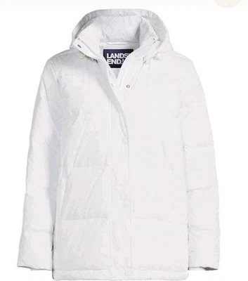 New Lands End DOWN JACKET 18 Petite White MAX 600 Down PUFFER women 18p XL Coat - Image 1 of 4