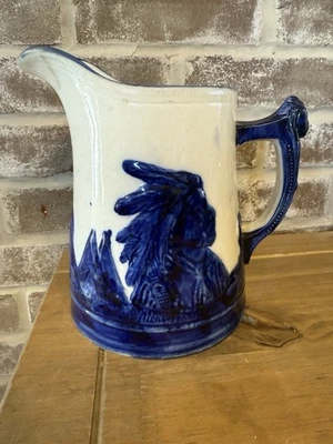 Large 8” Blue-Rimmed Old Sleepy Eye Pitcher Western Stoneware Co ILL - Image 1 of 4