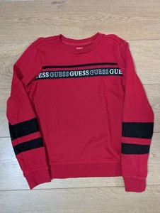Sudadera Guess Damas Talla Pequeña Roja Negra Rayas - Imagen 1 de 7