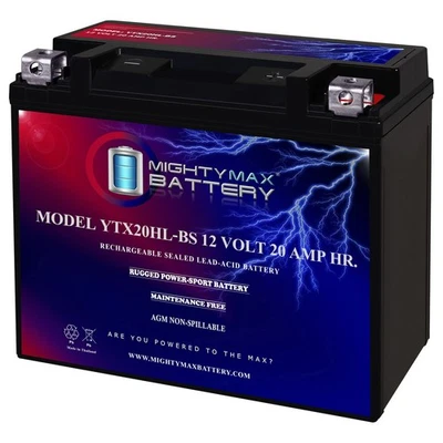 Bateria de motocicleta Mighty Max YTX20HL-BS - 12 volts 20AH SL AGM série alta taxa - Imagem 1 de 4