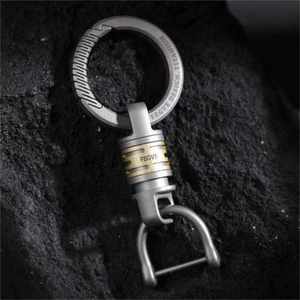 Brass Titanium Quick Release Swivel Keychain Round Carabiner Clip KeyChain Ring - Picture 1 of 16