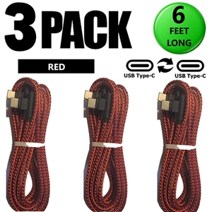3 Pack USB C 90 Degree Angle Charger Cable 6ft Fast Charging Braided Nylon Cord - Picture 1 of 22