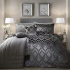 Belfort Jacquard Velvet Duvet Cover Luxury Slate Grey Quilt Bedding Bed Set King