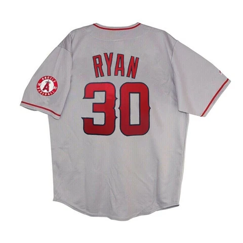 Nolan Ryan Majestic Los Angeles Angels Grey Road Jersey w/ Patch Men's Cover