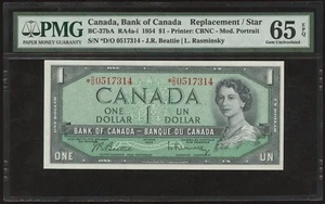 1954 Bank of Canada $1 Replacement *D/O Note - PMG Gem UNC 65 EPQ - Picture 1 of 2