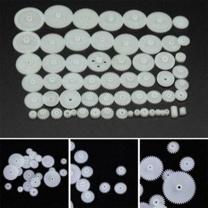 UK 58Pcs/Set Plastic Gear Wheel Assorted-Kit For Toy Car Motor Shaft Model Craft - Picture 1 of 9