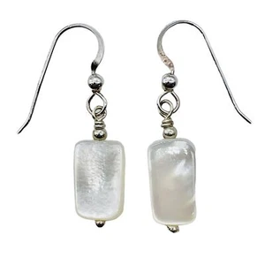 Shine Natural Mother of Pearl Shell Bead Earrings | 1 1/4 inch long | - Picture 1 of 12
